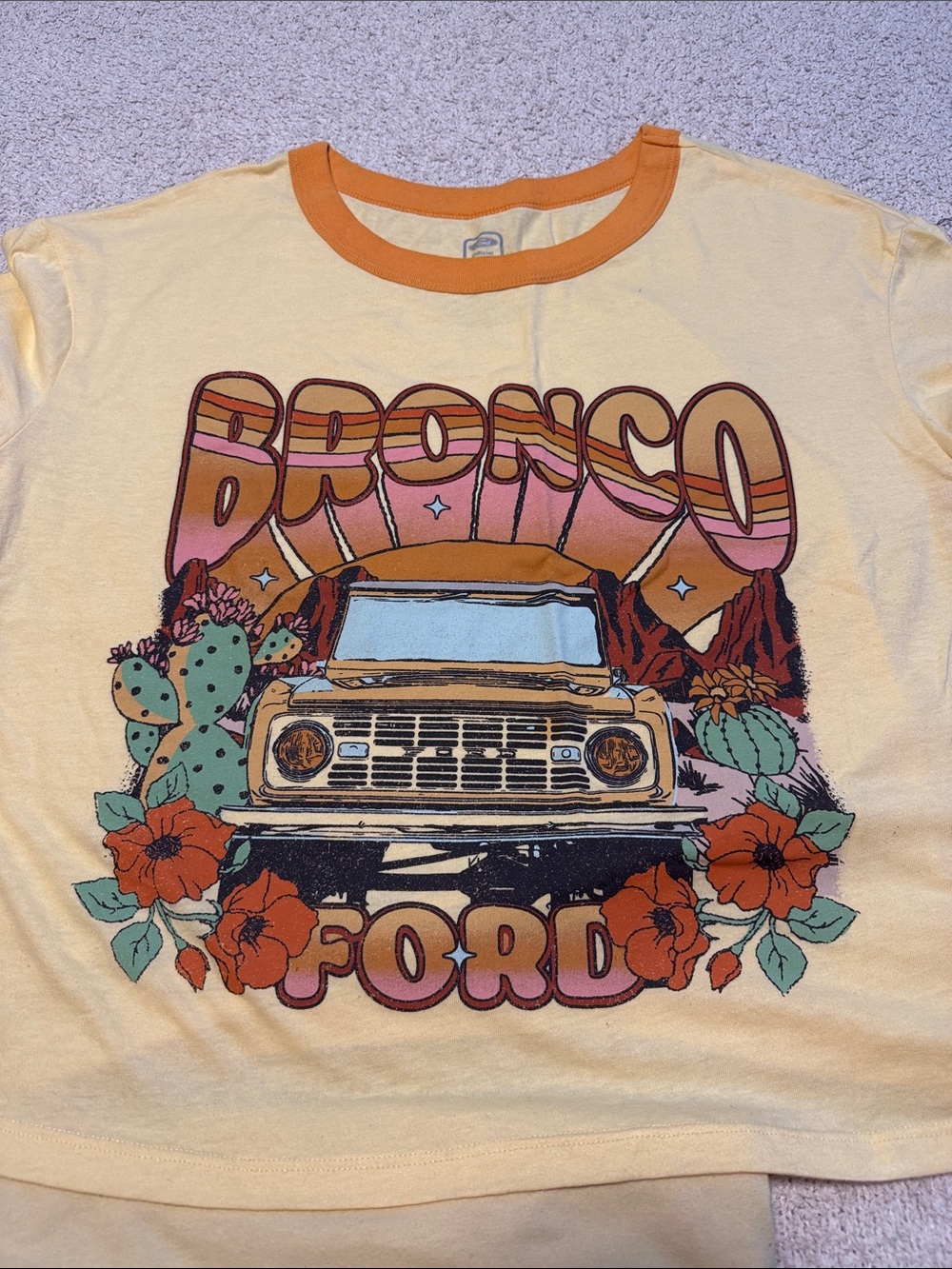 Ford Yellow Tee with Orange Trim Walmart pajamas women bronco mismatched xl xxl - Picture 5 of 5